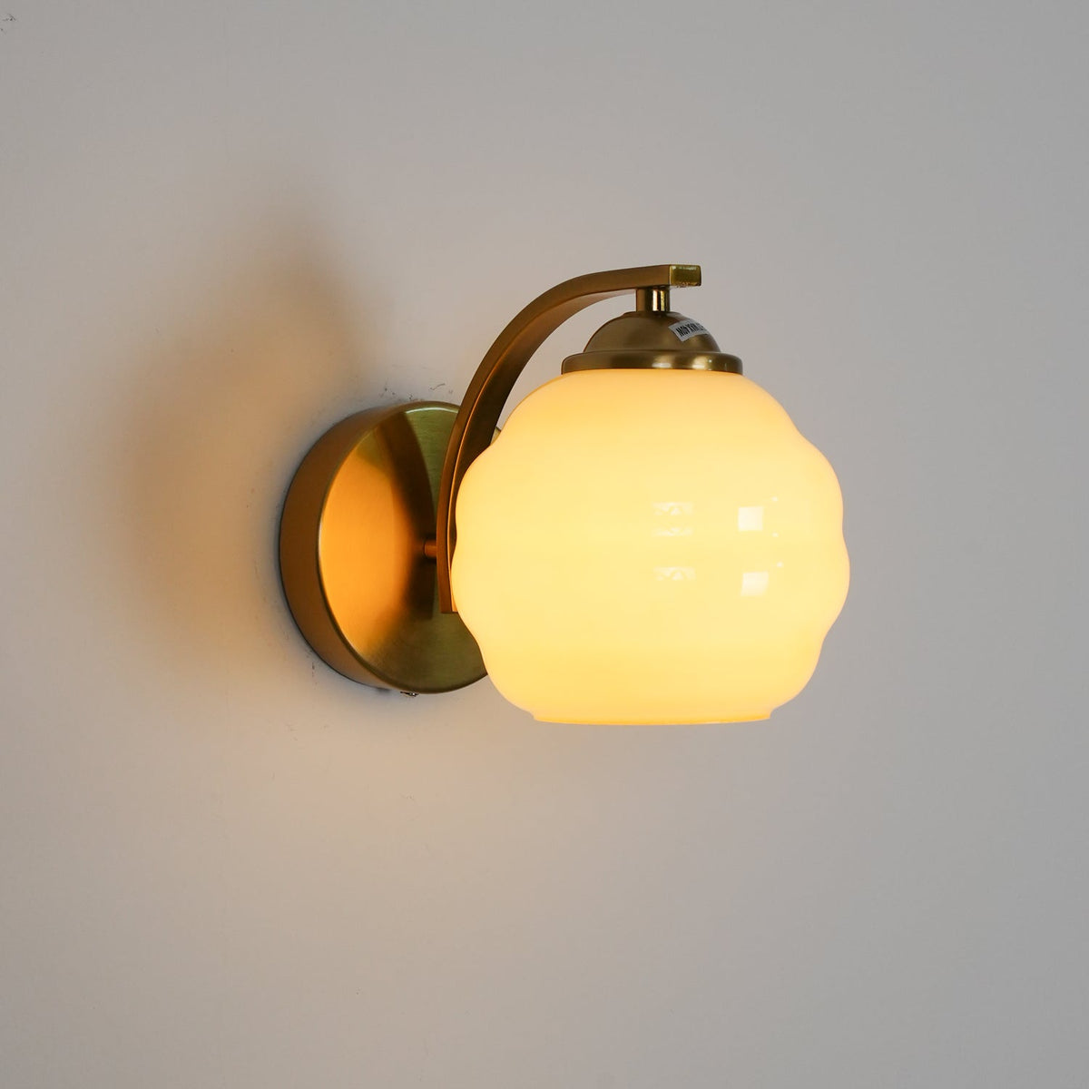 Art Deco Plug-In Wall Sconce with Glass Shade in Gold or Chrome
