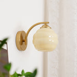 Art Deco Plug-In Wall Sconce with Glass Shade in Gold or Chrome