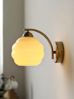 Art Deco Plug-In Wall Sconce with Glass Shade in Gold or Chrome