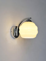 Art Deco Plug-In Wall Sconce with Glass Shade in Gold or Chrome