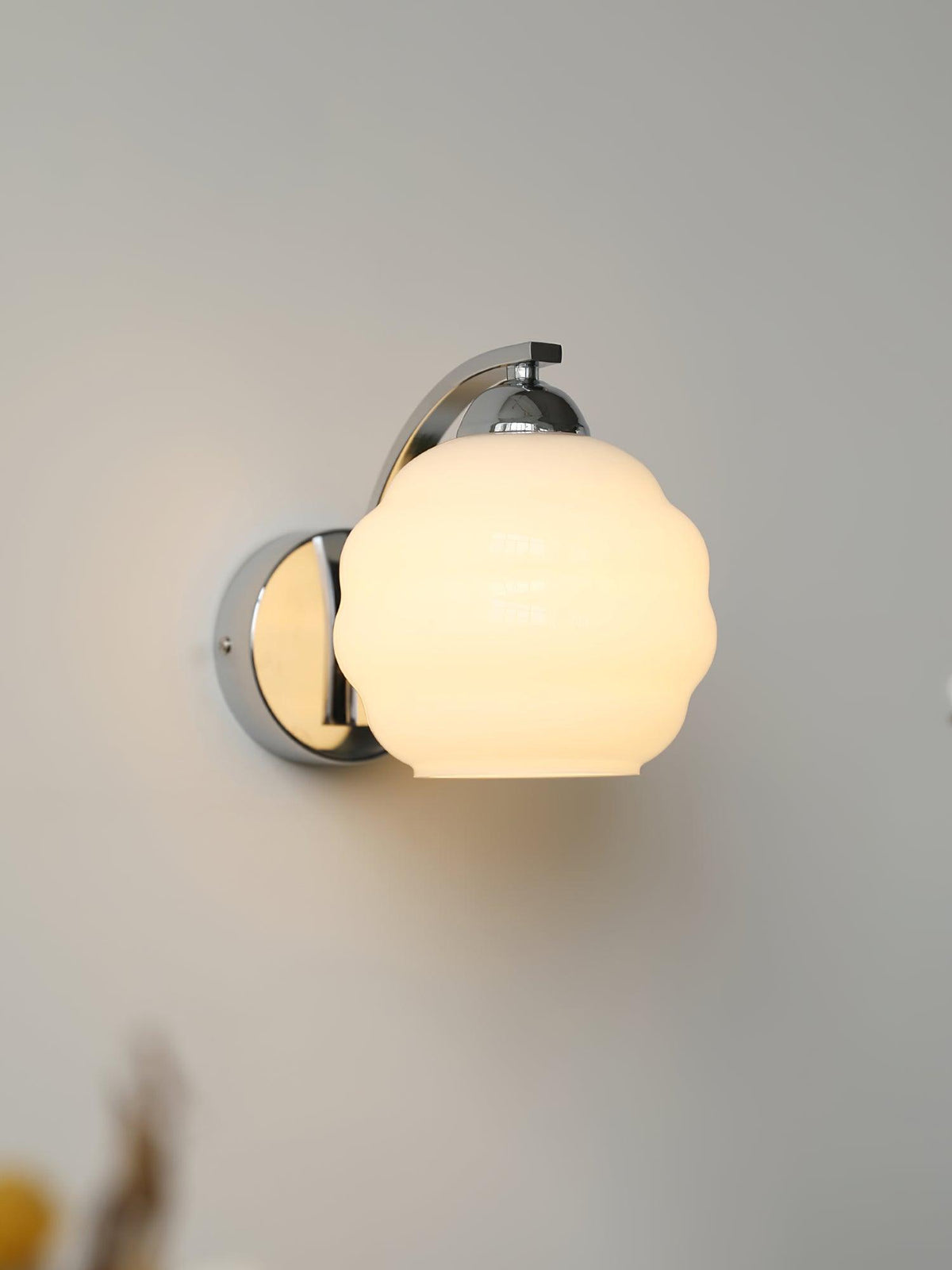 Art Deco Plug-In Wall Sconce with Glass Shade in Gold or Chrome