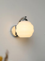 Art Deco Plug-In Wall Sconce with Glass Shade in Gold or Chrome