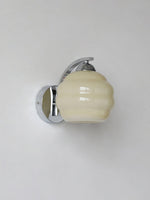 Art Deco Plug-In Wall Sconce with Glass Shade in Gold or Chrome