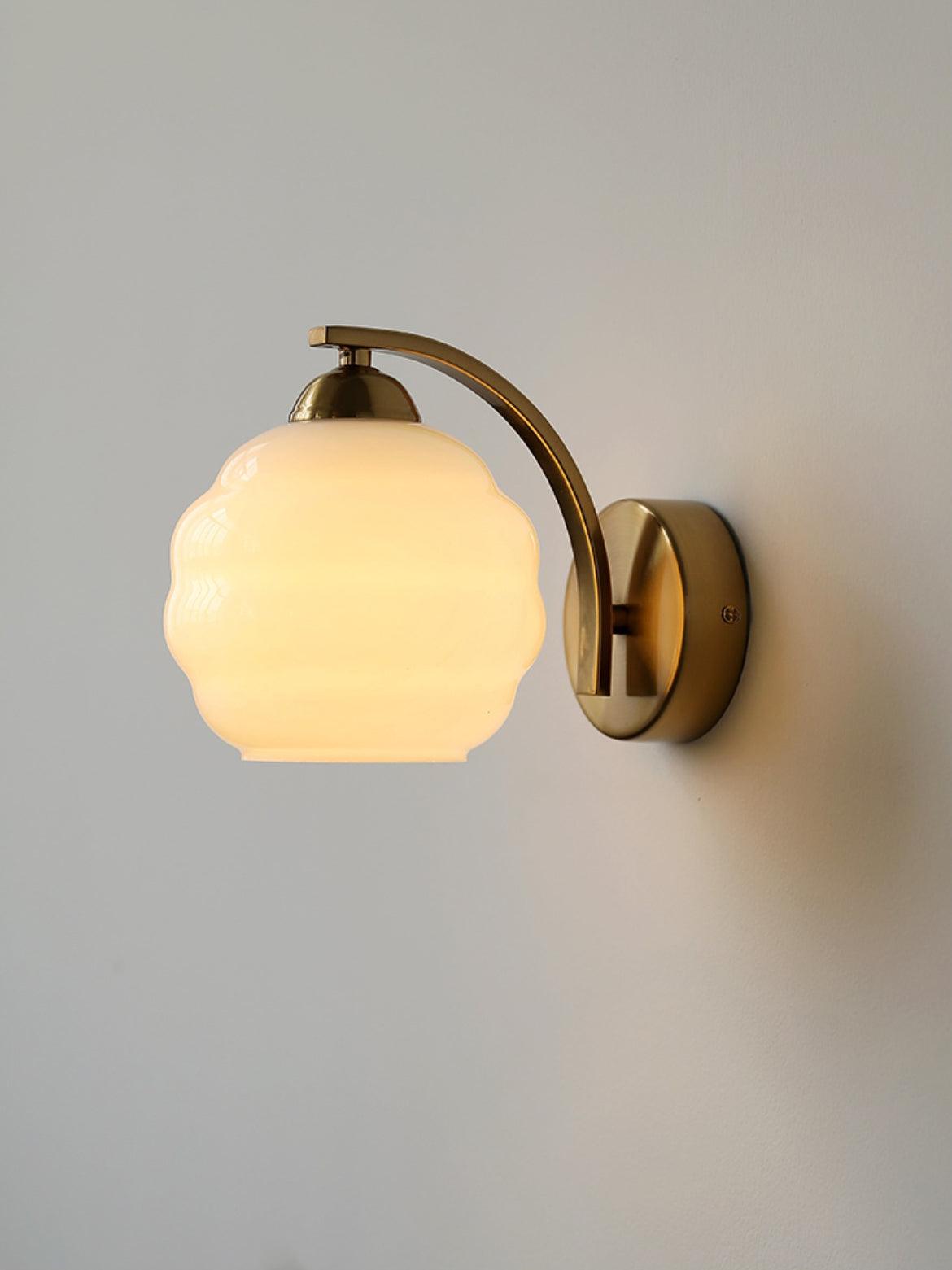 Art Deco Plug-In Wall Sconce with Glass Shade in Gold or Chrome