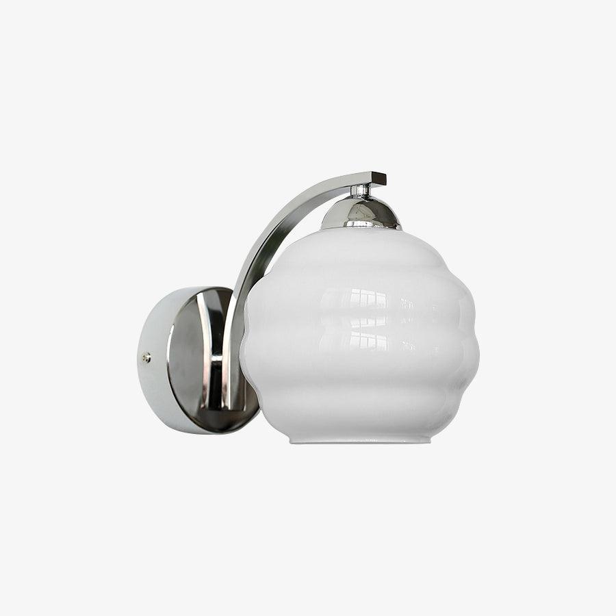 Art Deco Plug-In Wall Sconce with Glass Shade in Gold or Chrome