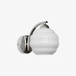 Art Deco Plug-In Wall Sconce with Glass Shade in Gold or Chrome