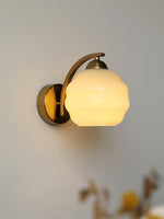 Art Deco Plug-In Wall Sconce with Glass Shade in Gold or Chrome