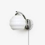 Art Deco Plug-In Wall Sconce with Glass Shade in Gold or Chrome