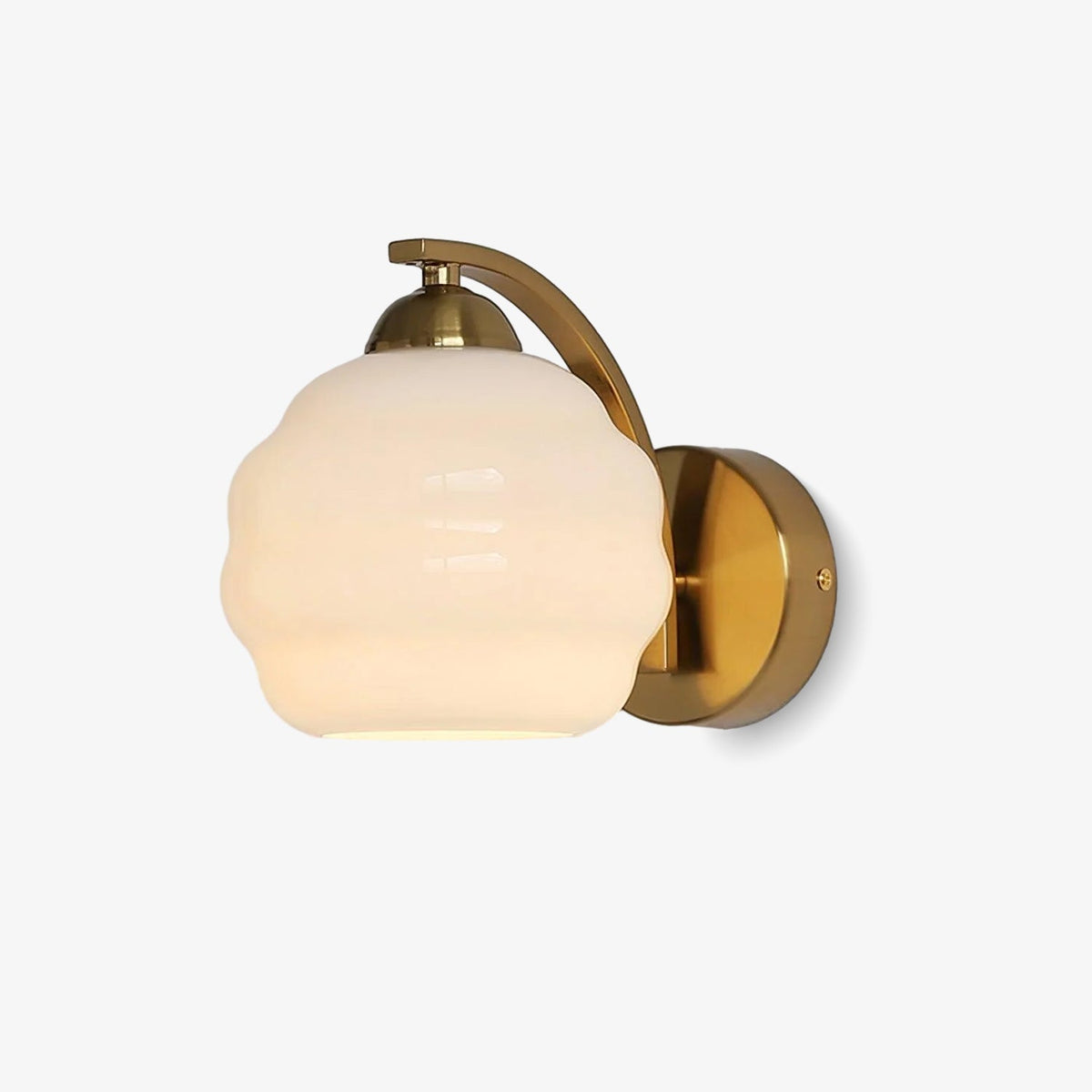 Art Deco Plug-In Wall Sconce with Glass Shade in Gold or Chrome