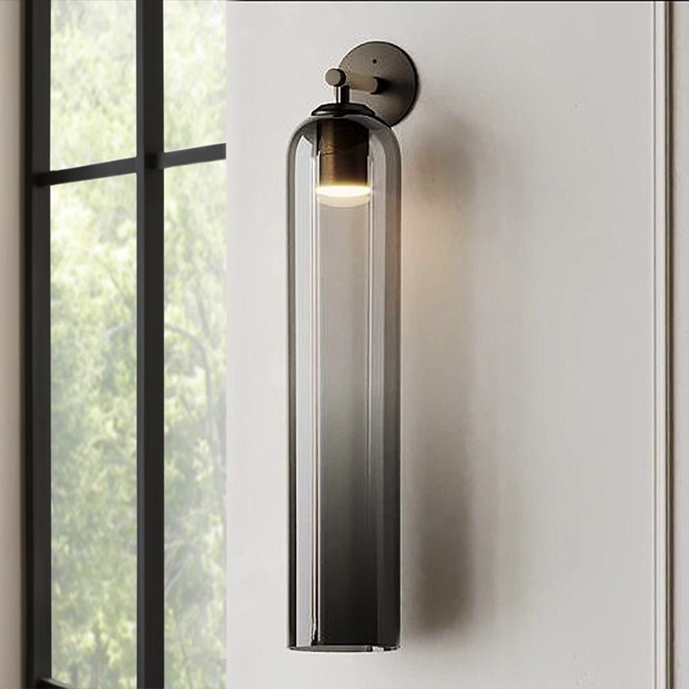 Art Glass Wall Sconce with Dual Mounting, Mouthblown Glass, Gold, Black, or Sand Nickel
