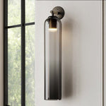 Art Glass Wall Sconce with Dual Mounting, Mouthblown Glass, Gold, Black, or Sand Nickel