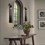 Art Glass Wall Sconce with Dual Mounting, Mouthblown Glass, Gold, Black, or Sand Nickel