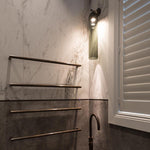 Art Glass Wall Sconce with Dual Mounting, Mouthblown Glass, Gold, Black, or Sand Nickel