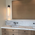 Art Glass Wall Sconce with Dual Mounting, Mouthblown Glass, Gold, Black, or Sand Nickel
