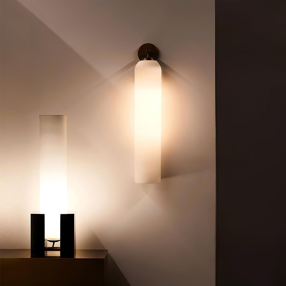 Art Glass Wall Sconce with Dual Mounting, Mouthblown Glass, Gold, Black, or Sand Nickel