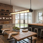 Linear Glass Chandelier with Integrated LED – Modern Kitchen Island Lighting
