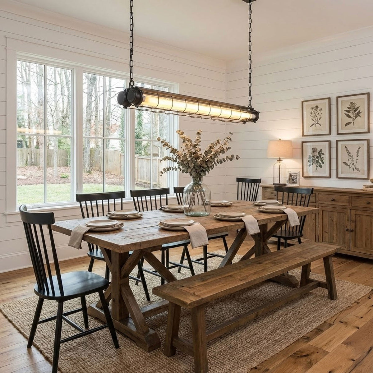Linear Glass Chandelier with Integrated LED – Modern Kitchen Island Lighting