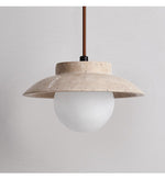 Artisan Arc Wall Sconce with Walnut Arm and Travertine Shade