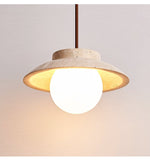 Artisan Arc Wall Sconce with Walnut Arm and Travertine Shade