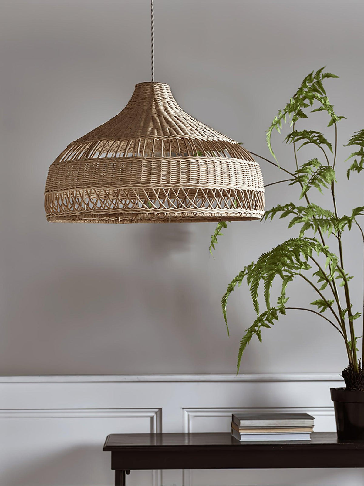 Artisan Rattan Dome Pendant Light – Natural Woven Shade for Modern Interiors
