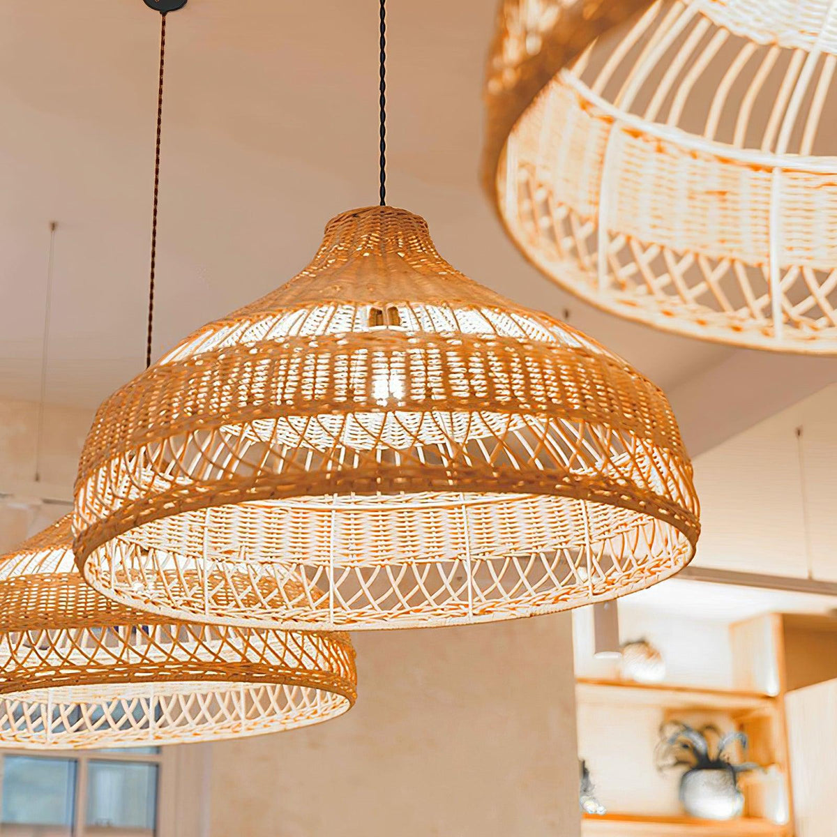 Artisan Rattan Dome Pendant Light – Natural Woven Shade for Modern Interiors
