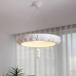 Artisan Carved Plaster Chandelier with Integrated LED – Modern Elegance for Dining and Living Spaces