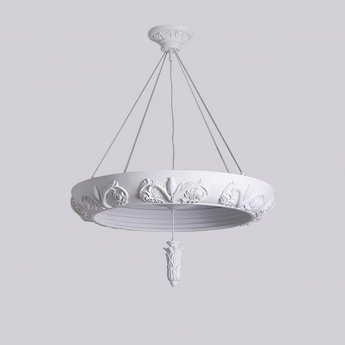 Artisan Carved Plaster Chandelier with Integrated LED – Modern Elegance for Dining and Living Spaces