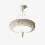 Artisan Carved Plaster Chandelier with Integrated LED – Modern Elegance for Dining and Living Spaces