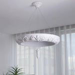 Artisan Carved Plaster Chandelier with Integrated LED – Modern Elegance for Dining and Living Spaces