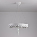 Artisan Carved Plaster Chandelier with Integrated LED – Modern Elegance for Dining and Living Spaces