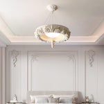 Artisan Carved Plaster Chandelier with Integrated LED – Modern Elegance for Dining and Living Spaces