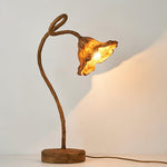 Lotus Leaf Resin Table Lamp with Warm Ambient Glow for Bedside and Living Room