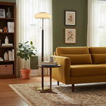 Arvia Floor Lamp – Modern Walnut Wood & Brass Standing Light