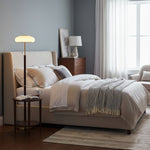 Arvia Floor Lamp – Modern Walnut Wood & Brass Standing Light