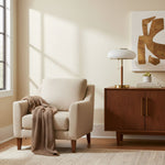 Arvia Table Lamp in Walnut and Brass with Ribbed Glass Shade