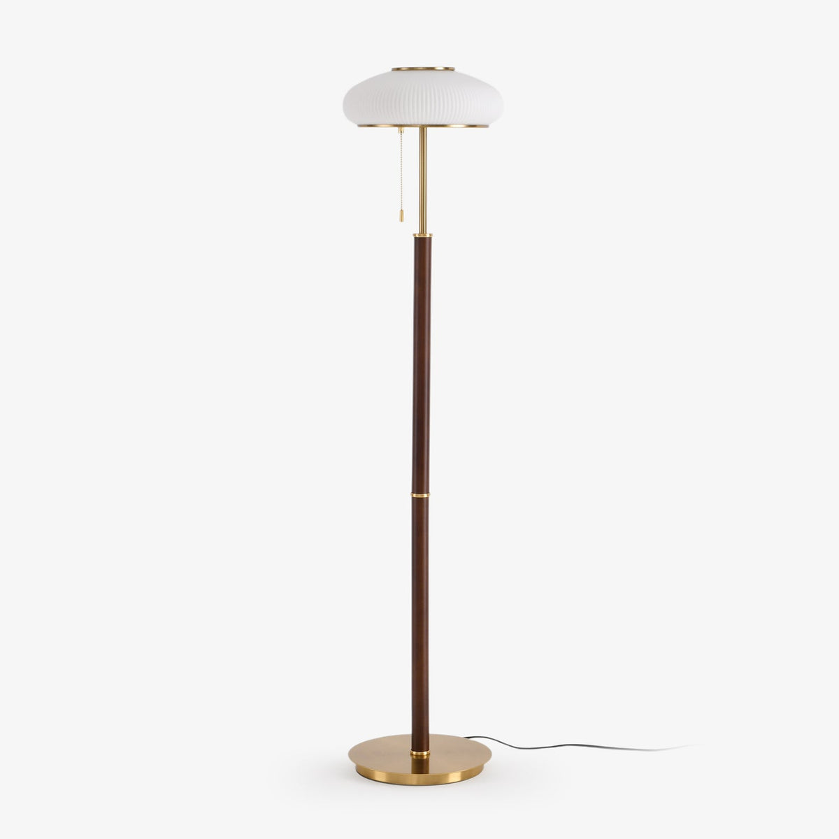 Arvia Floor Lamp – Modern Walnut Wood & Brass Standing Light