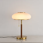 Arvia Table Lamp in Walnut and Brass with Ribbed Glass Shade