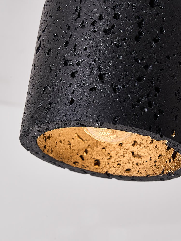 Arvilo Black Travertine Ceiling Lamp with Walnut Mount