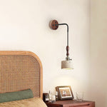 Arvilo Travertine Wall Sconce with Walnut Handle – Modern Bedside Lamp