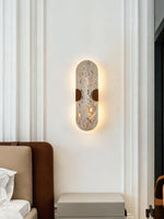 Arvyn Wall Sconce in Natural Travertine with Walnut Accents