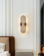 Arvyn Wall Sconce in Natural Travertine with Walnut Accents