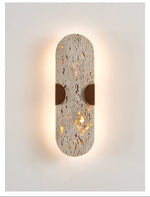 Arvyn Wall Sconce in Natural Travertine with Walnut Accents