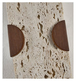 Arvyn Wall Sconce in Natural Travertine with Walnut Accents