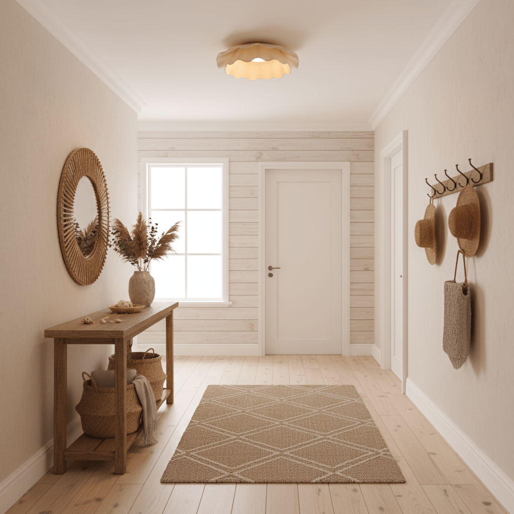 Arwen Fabric Wave Ceiling Light – Modern Flush Mount with Brass Accents