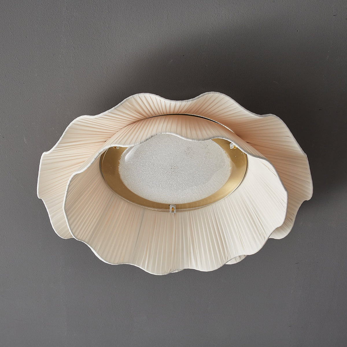 Arwen Fabric Wave Ceiling Light – Modern Flush Mount with Brass Accents