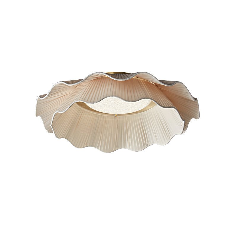 Arwen Fabric Wave Ceiling Light – Modern Flush Mount with Brass Accents