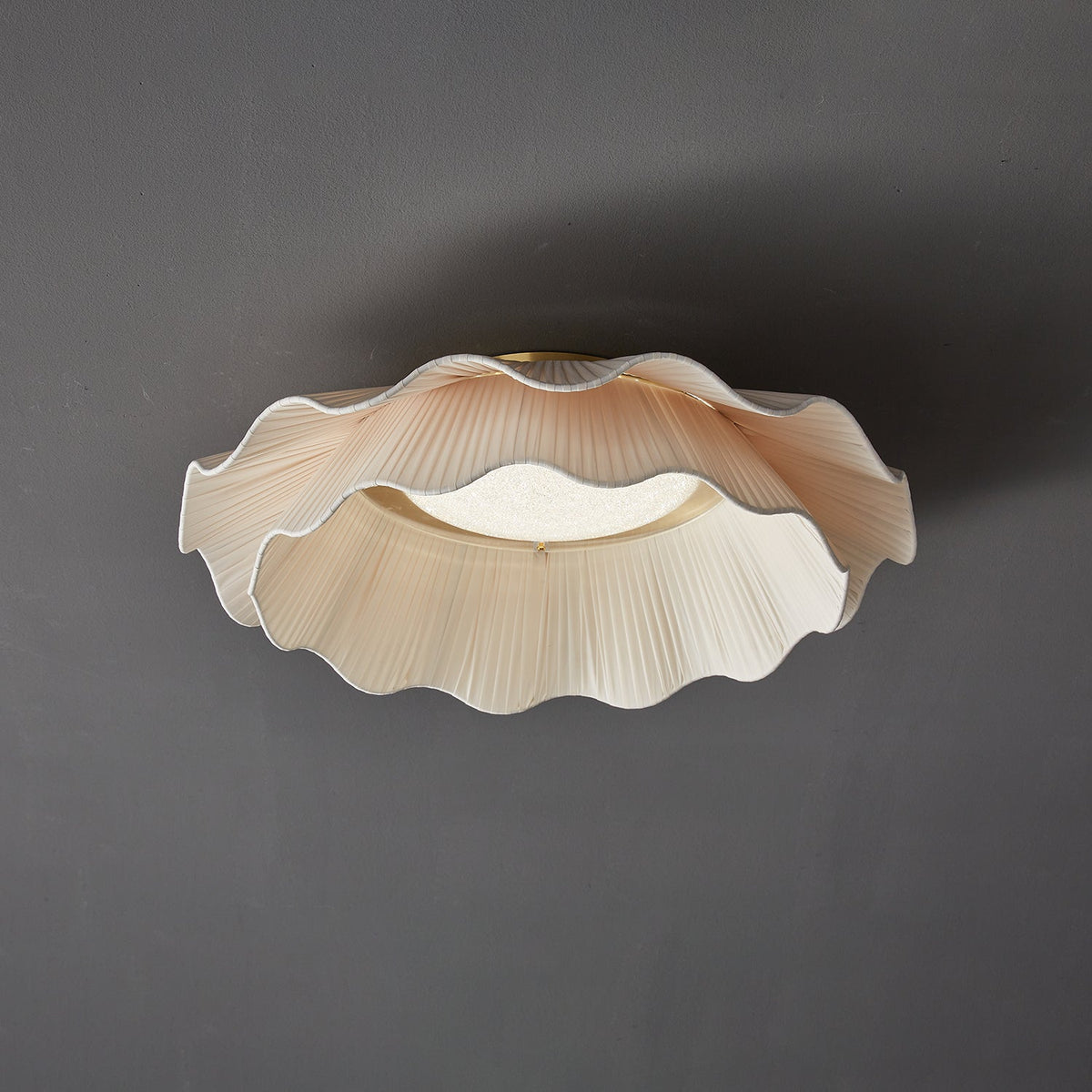 Arwen Fabric Wave Ceiling Light – Modern Flush Mount with Brass Accents