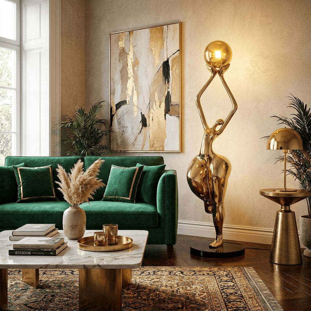 Ascend Grace Sculptural Floor Lamp with Glowing Orb Shade