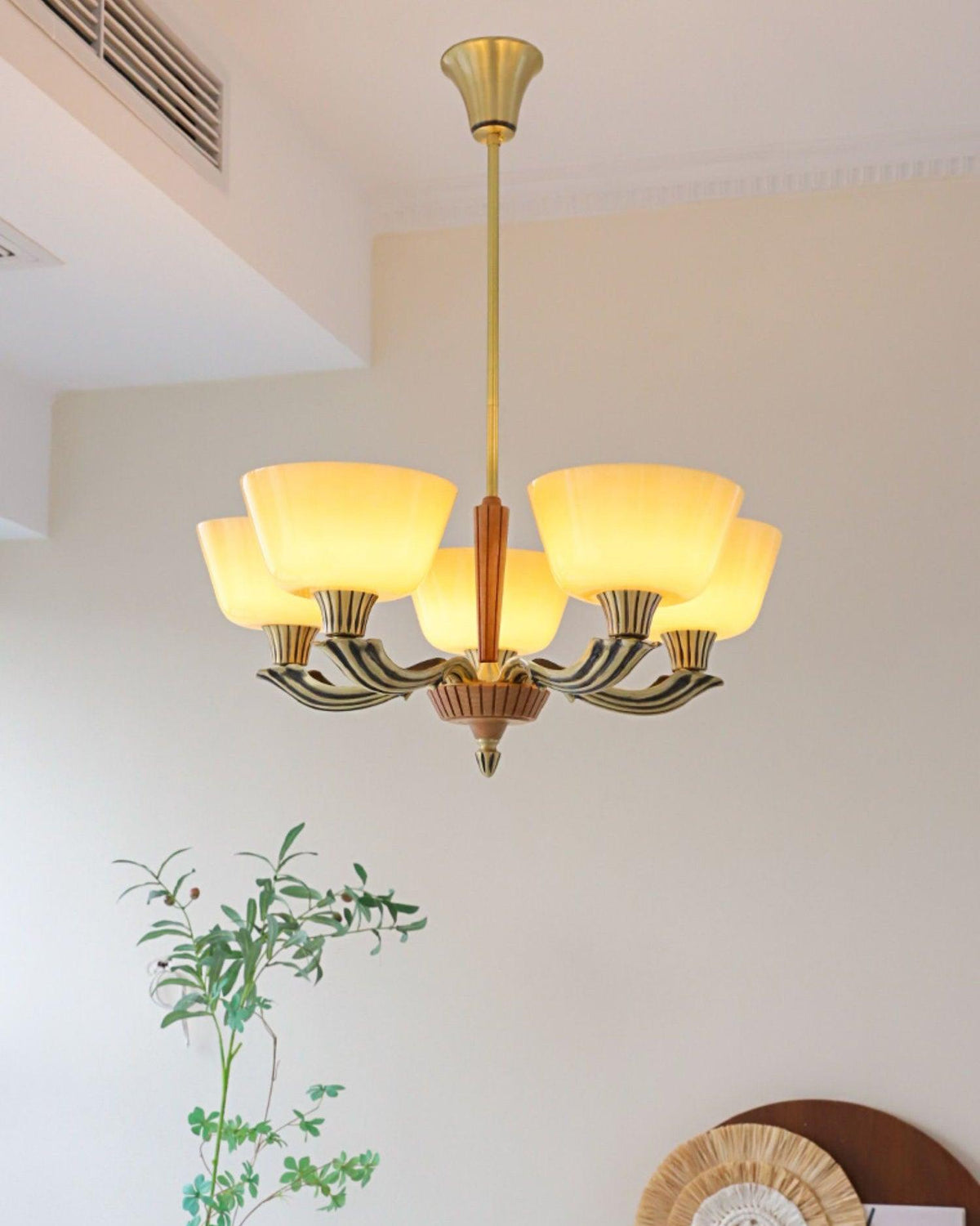 Ascher Modern Brass Glass Chandelier for Dining Room and Living Room