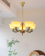 Ascher Modern Brass Glass Chandelier for Dining Room and Living Room
